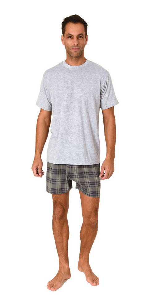 Normann Pyjama Normann Herren kurzarm Schlafanzug Shorty Pyjama Hose in Karo Optik von Normann