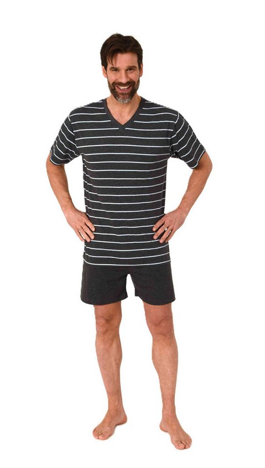 Normann Pyjama Normann Herren kurzarm Schlafanzug Shorty Pyjama in Streifenoptik von Normann