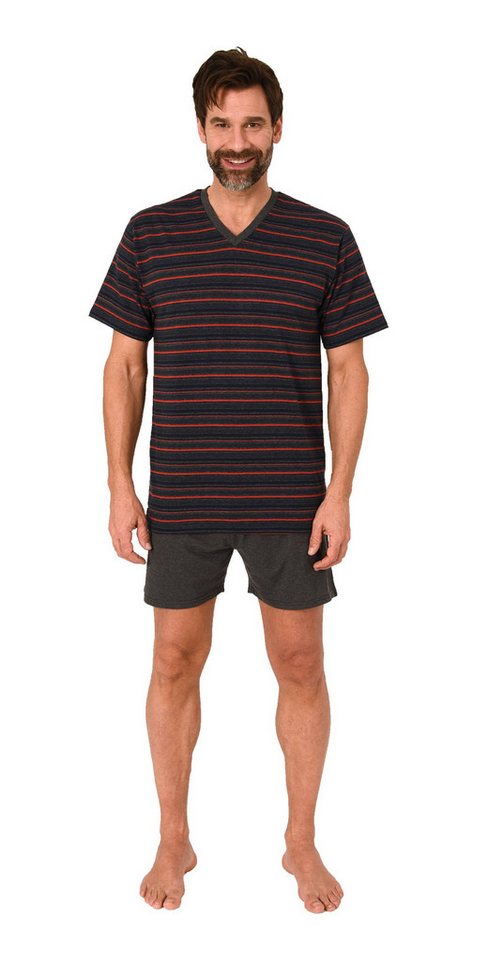 Normann Pyjama Normann Herren kurzarm Schlafanzug Shorty Pyjama in Streifenoptik von Normann