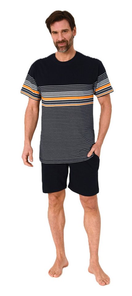 Normann Pyjama Normann Herren kurzarm Schlafanzug Shorty in eleganter Streifenoptik von Normann