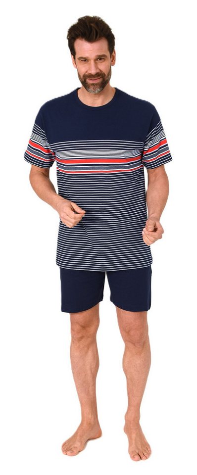 Normann Pyjama Normann Herren kurzarm Schlafanzug Shorty in eleganter Streifenoptik von Normann
