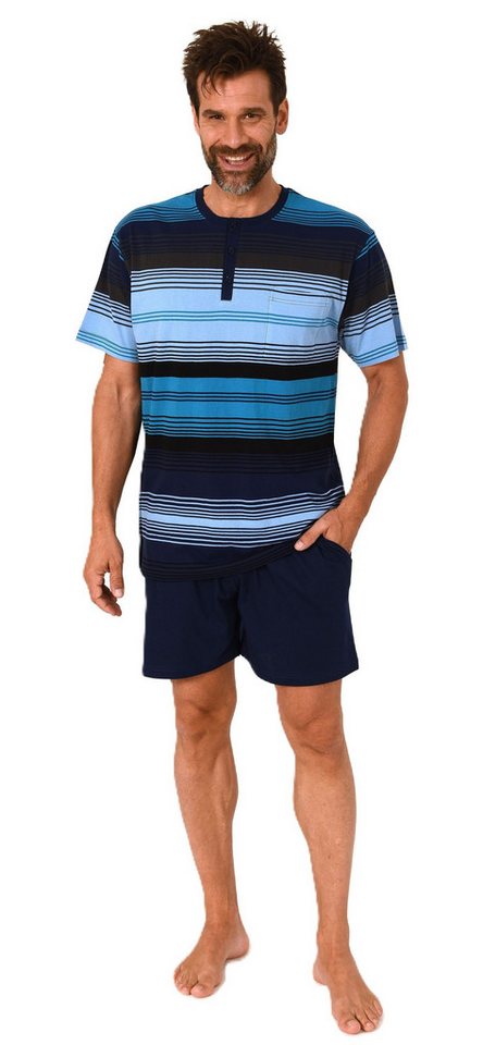Normann Pyjama Normann Herren kurzarm Schlafanzug Shorty mit Knopfleiste am Hals von Normann