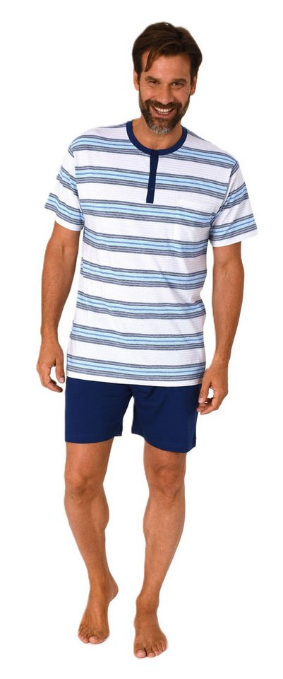 Normann Pyjama Normann Herren kurzarm Schlafanzug Shorty mit Knopfleiste am Hals von Normann