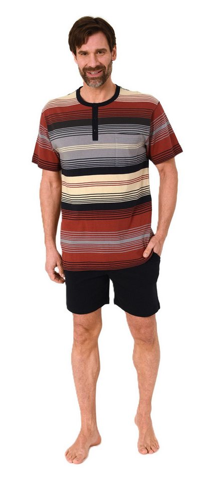 Normann Pyjama Normann Herren kurzarm Schlafanzug Shorty mit Knopfleiste am Hals von Normann