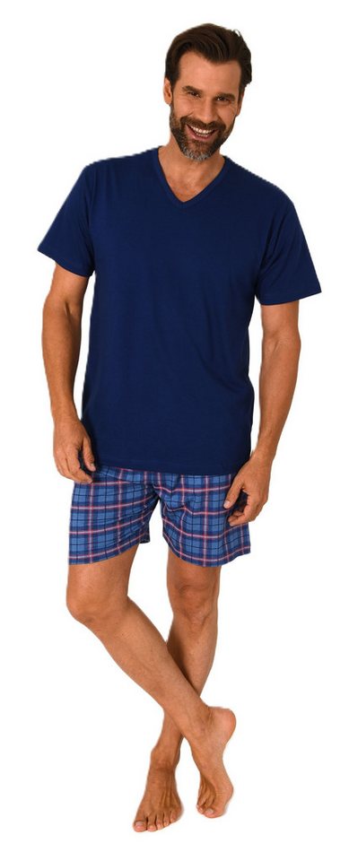 Normann Pyjama Normann Herren kurzarm Schlafanzug Shorty mit karierter Hose von Normann