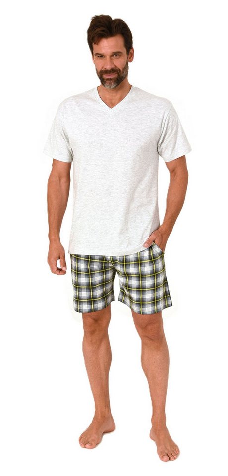 Normann Pyjama Normann Herren kurzarm Schlafanzug Shorty mit karierter Hose von Normann