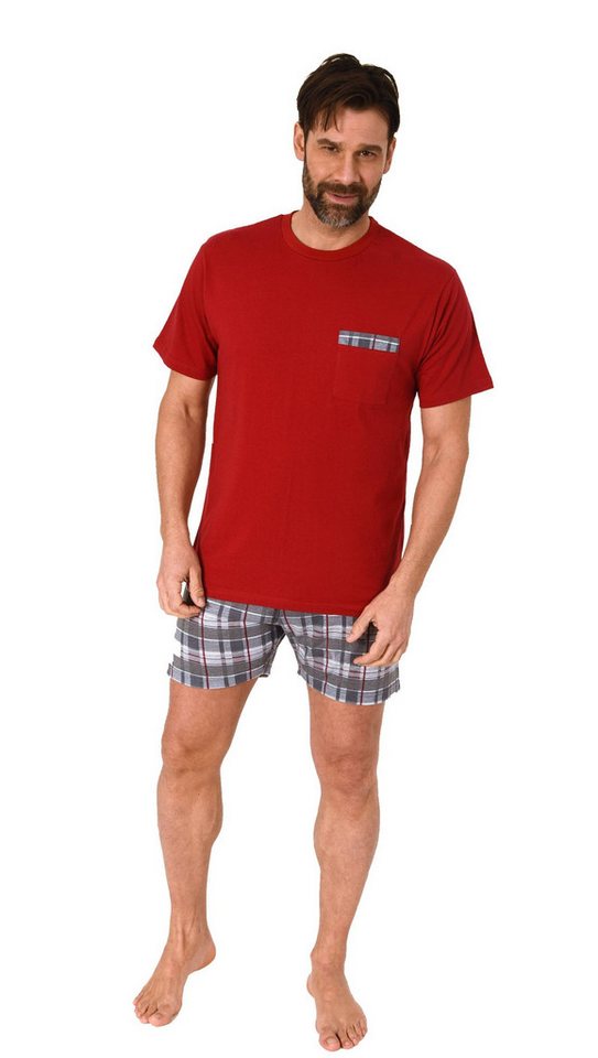 Normann Pyjama Normann Herren kurzarm Schlafanzug Shorty mit karierter Hose von Normann
