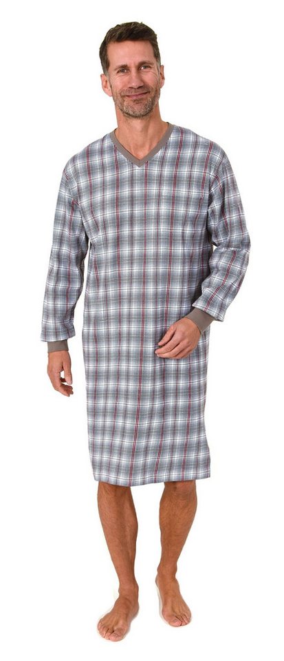 Normann Pyjama Normann Herren langarm Nachthemd mit Bündchen – auch in Übergrößen von Normann