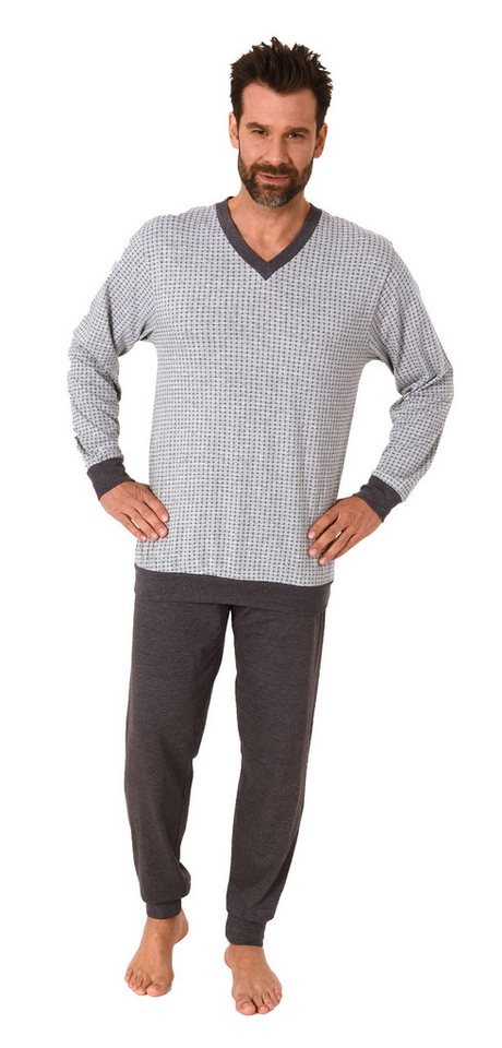 Normann Pyjama Normann Herren langarm Schlafanzug Pyjama mit Bündchen von Normann