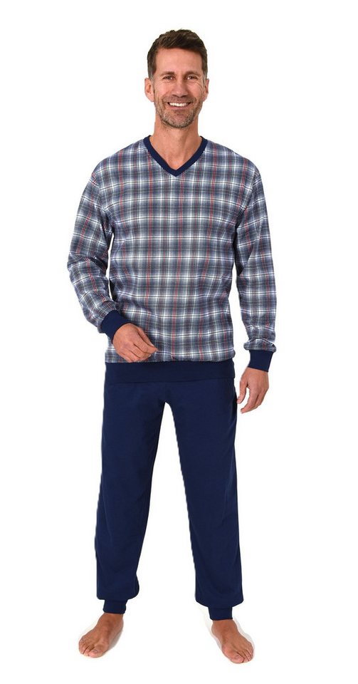 Normann Pyjama Normann Herren langarm Schlafanzug mit Bündchen – auch in Übergrößen von Normann