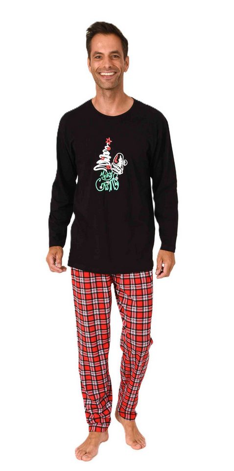 Normann Pyjama Normann Herren langarm Weihnachts Schlafanzug mit Weihnachts Motiv von Normann