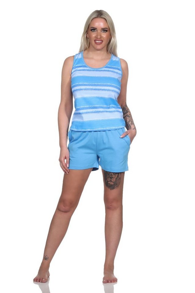 Normann Pyjama Ärmelloser Damen Schlafanzug Shorty Pyjama im farbenfrohen Look von Normann