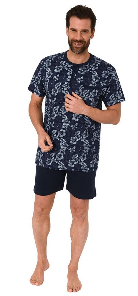 Normann Pyjama Herren Shorty Pyjama kurzarm Schlafanzug in Hawaiii-Hemden Optik von Normann