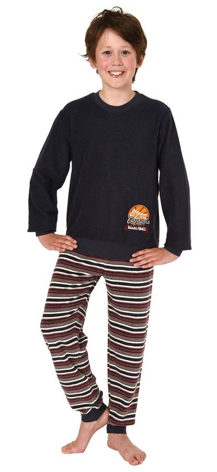 Normann Pyjama Jungen Frottee Pyjama langarm mit Bündchen und Stickerei - 291 13 577 von Normann