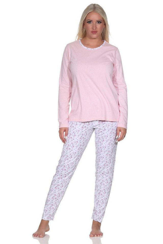 Normann Pyjama Verspielter Damen langarm Schlafanzug in tollem floralen Muster von Normann