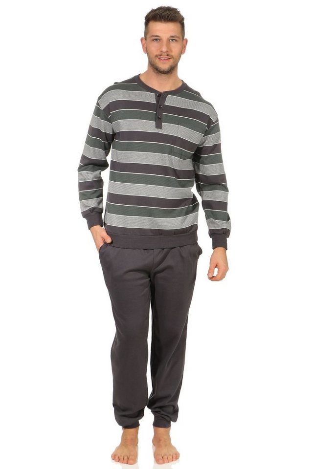 Normann Pyjama Warmer Herren Pyjama Schlafanzug mit Bündchen - auch in Übergrößen von Normann
