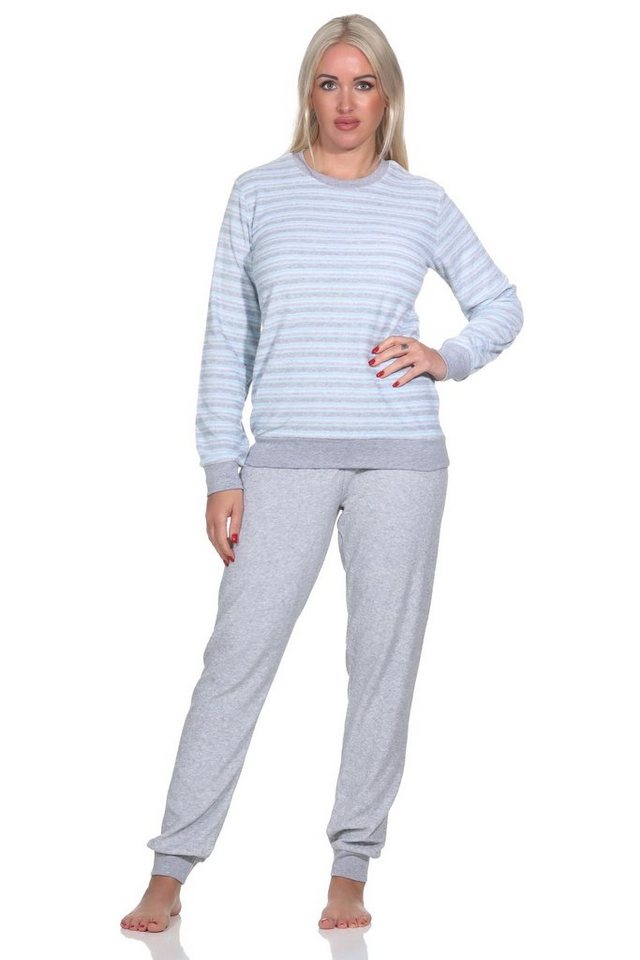 Normann Pyjama Wunderschöner Damen Frottee Schlafanzug langarm Pyjama mit Bündchen von Normann
