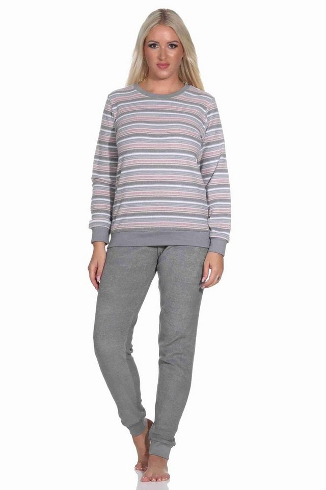 Normann Pyjama Wunderschöner Damen Frottee Schlafanzug langarm Pyjama mit Bündchen von Normann