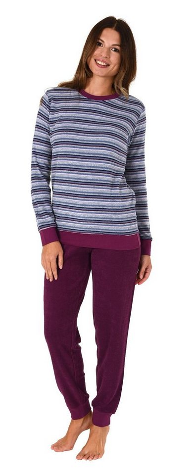 Normann Pyjama Wunderschöner Damen Frottee Schlafanzug langarm Pyjama mit Bündchen von Normann
