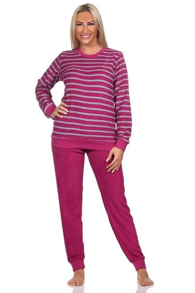 Normann Pyjama Wunderschöner Damen Frottee Schlafanzug langarm Pyjama mit Bündchen von Normann