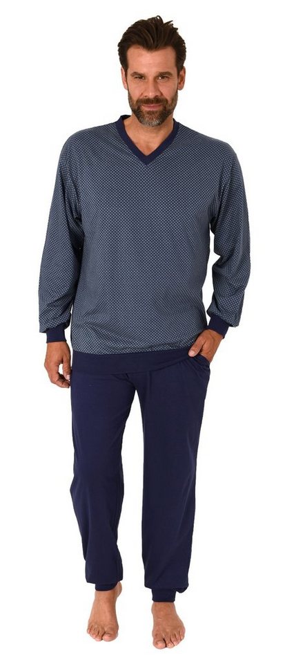 Normann Pyjama Wunderschöner Herren Langarm Schlafanzug mit Bündchen Pyjama in Optik von Normann