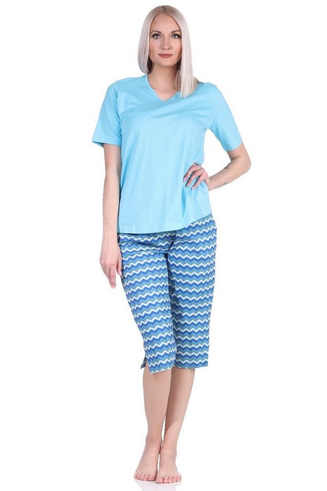 Normann Pyjama Damen Capri Pyjama mit 3/4 Capri Shorts, Schlafanzug im Ethno-Style von Normann