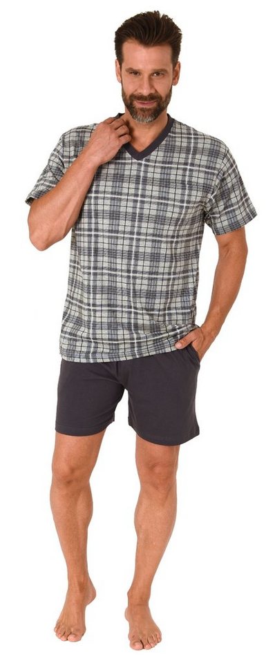 Normann Pyjama Herren kurzarm Schlafanzug Shorty Pyjama aus softem Jersey von Normann