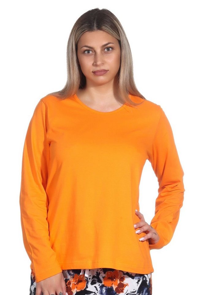 Normann Relaxanzug Damen Schlafanzug Shirt langarm Pyjama Oberteil Mix & Match unifarben von Normann