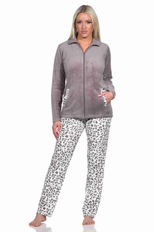 Normann Relaxanzug Damen Hausanzug Homewear aus Coralfleece im Animal Look von Normann