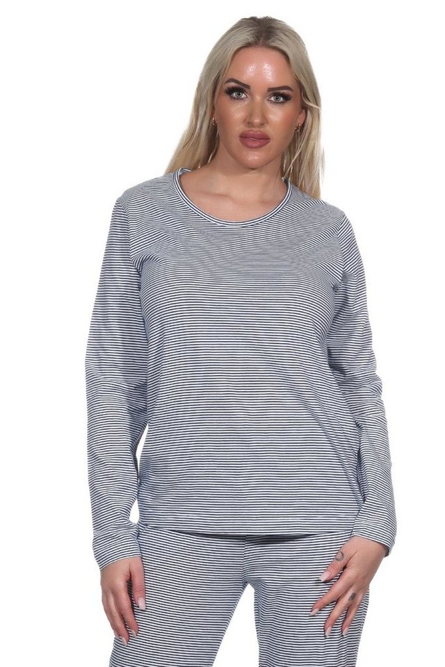 Normann Relaxanzug Damen Schlafanzug Shirt langarm Pyjama Oberteil Mix & Match geblümt von Normann
