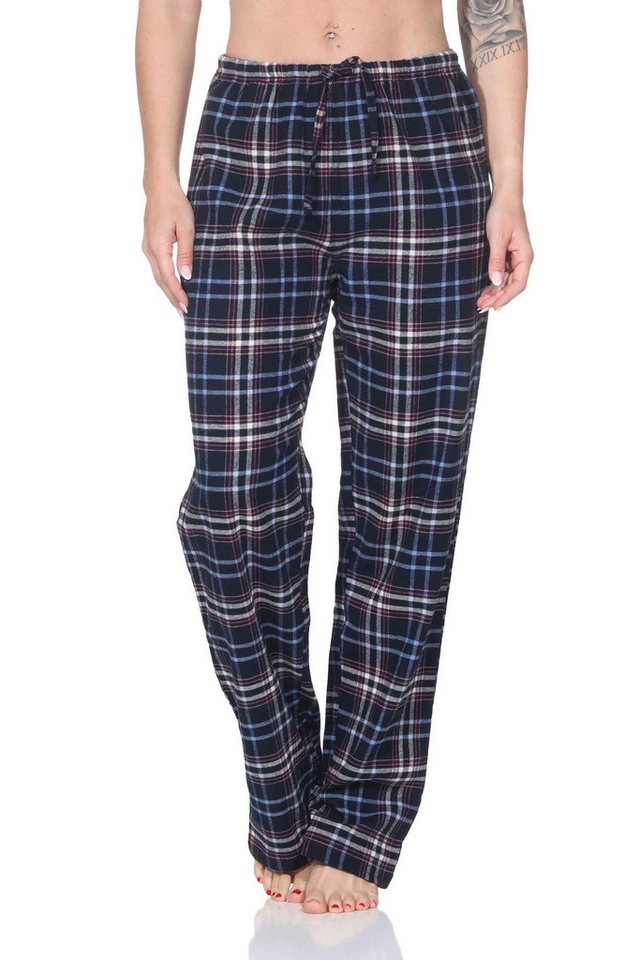 Normann Relaxanzug Normann Damen Schlafhose aus Flanell Schlafanzug Hose kariert von Normann