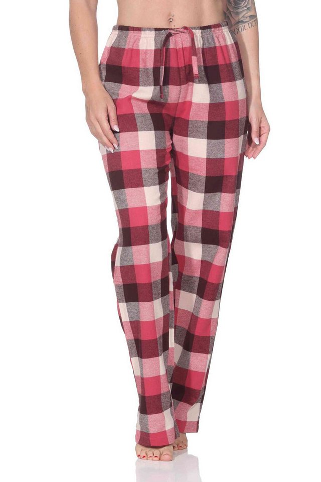 Normann Relaxanzug Normann Damen Schlafhose aus Flanell Schlafanzug Hose kariert von Normann