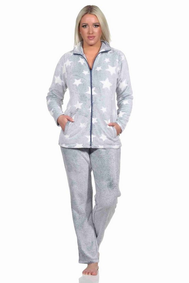 Normann Relaxanzug Damen Hausanzug in Sterneoptik aus kuschelig warmen Coralfleece von Normann