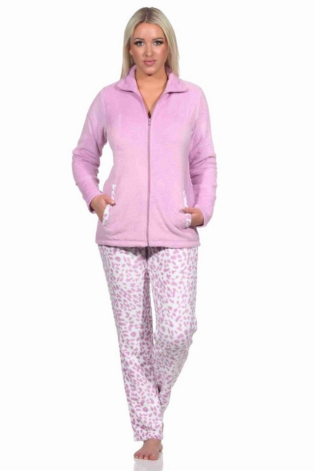 Normann Relaxanzug Damen Hausanzug Homewear aus Coralfleece im Animal Look von Normann