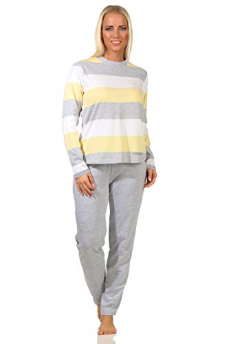 Normann Toller Damen Pyjama Langarm in wunderschöner Block Streifen Optik - 271 201 90 101, Größe:60-62, Farbe:gelb von Normann