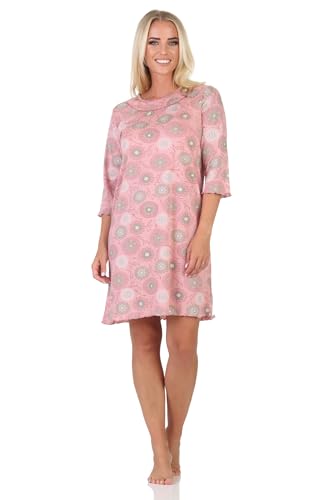 Normann frauliches Damen Nachthemd Langarm in wunderschön floralem Design, Farbe:Rose, Größe:48-50 von Normann