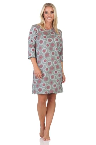 Normann frauliches Damen Nachthemd Langarm in wunderschön floralem Design, Farbe:hellgrau, Größe:48-50 von Normann