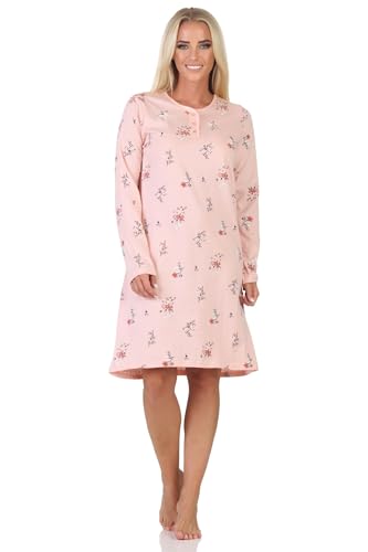 Normann frauliches Damen Nachthemd Langarm in wunderschön floralem Design, Farbe:türkis, Größe:36-38 von Normann