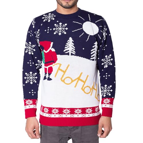 NOROZE Herren Unisex Retro Hässlich Frech Gestrickt Weihnachten Pullover Strickpullover Top M Ho Ho Santa- Sahne von NOROZE