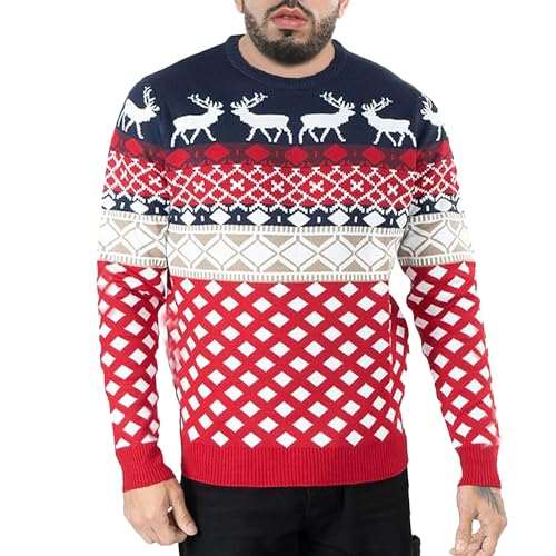 NOROZE Unisex Herren 70er Jahre Retro Weihnachten Strickjacke Strickpullover von NOROZE