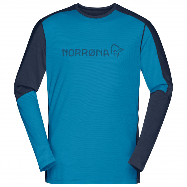 Norrøna - Falketind Equaliser Merino Round Neck - Merinoshirt Gr S blau von Norrøna
