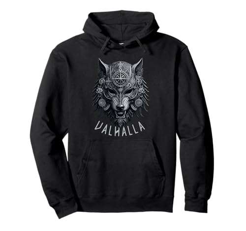 Valhalla Wolf Maske Odin Runen nordischer Kompass Wikinger Herren Damen Pullover Hoodie von Norse Mythology Valhalla Wolf Odin Viking Fenrir