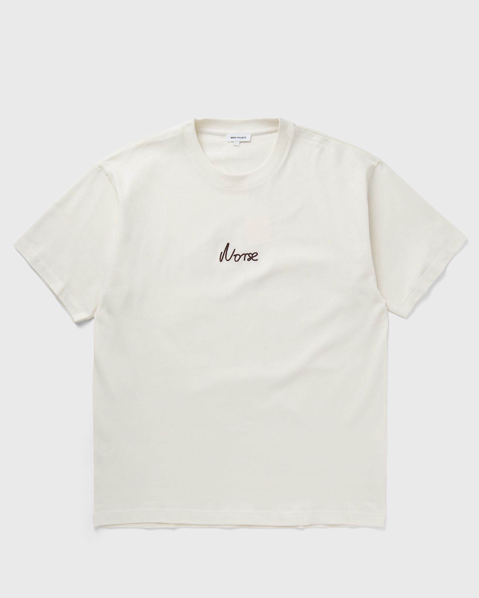 Norse Projects Johannes Organic Chain Stitch Logo T-shirt men Shortsleeves beige in Größe:M von Norse Projects