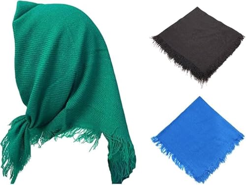 Norsenvia 3 Stücke Basic Damen Kopftuch Schal mit Quaste Muslimischer Kopftuch Hijab Damen Kopfbedeckung Kopftuch für Hofarbeit Warmer Turban Schal Kopftuch für ältere Menschen (A) von Norsenvia
