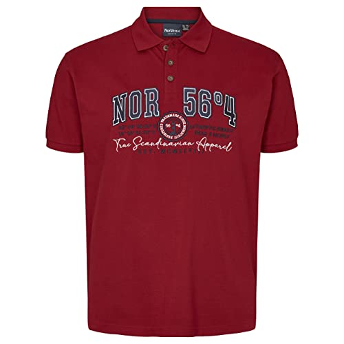North 56°4 - Polo T-Shirt with Embroidery - 100% Cotton - 0340 Carmine von North 56-4/North 56Denim