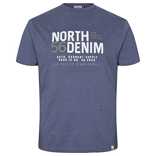 North 56-4 Men's North 56Denim Printed T-Shirt, Blue Melange, 4XL von North 56*4