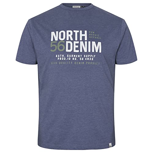 North 56-4 Men's North 56Denim Printed T-Shirt, Blue Melange, 5XL von North 56-4