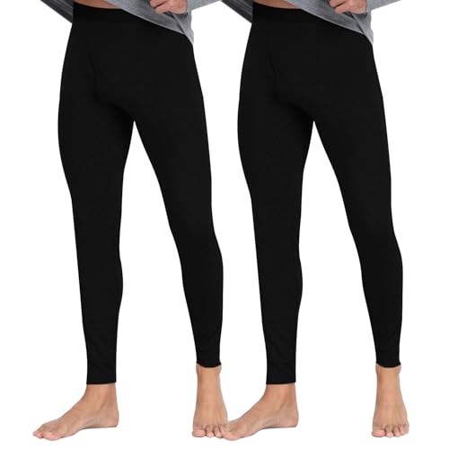 North Bund 2er PackThermo Unterhosen Herren Lange Winter Warm Innenfleece Thermohose Funktionsunterwäsche Hose Schwarz 210g von North Bund