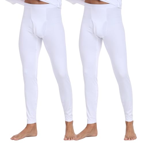 North Bund 2er PackThermo Unterhosen Herren Lange Winter Warm Innenfleece Thermohose Funktionsunterwäsche Hose Weiß 160g von North Bund