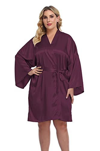 North Bund Damen Plus Size Kurze Seidige Bademäntel Satin Kimono Roben Braut Brautjungfer Loungewear Weiches Nachthemd, Dunkles Violett, 4XL Mehr von North Bund
